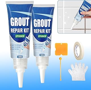 Tile Grout Repair Kit, White Fast Drying Grout Filler for Bathroom, Kitchen, Shower, Versatile Triple Use with Grout Sealer, Replace Grout Pen for Restore and Renew Tile Joints Line
