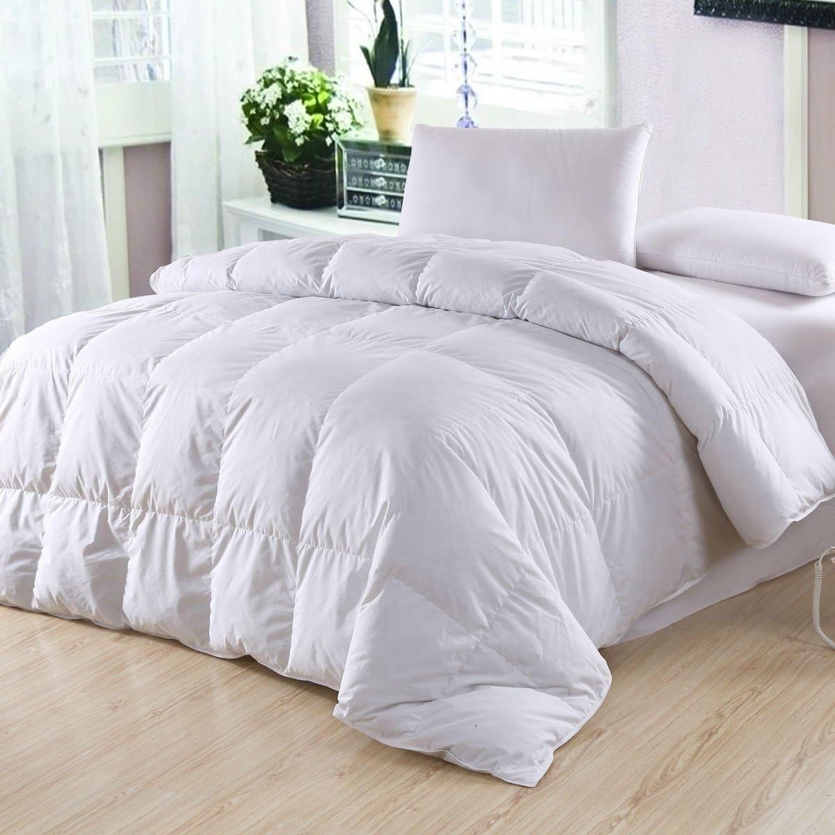 Goose Down Comforter Duvert Insert,White Comforter ,100% Cotton Shell, Comforter King