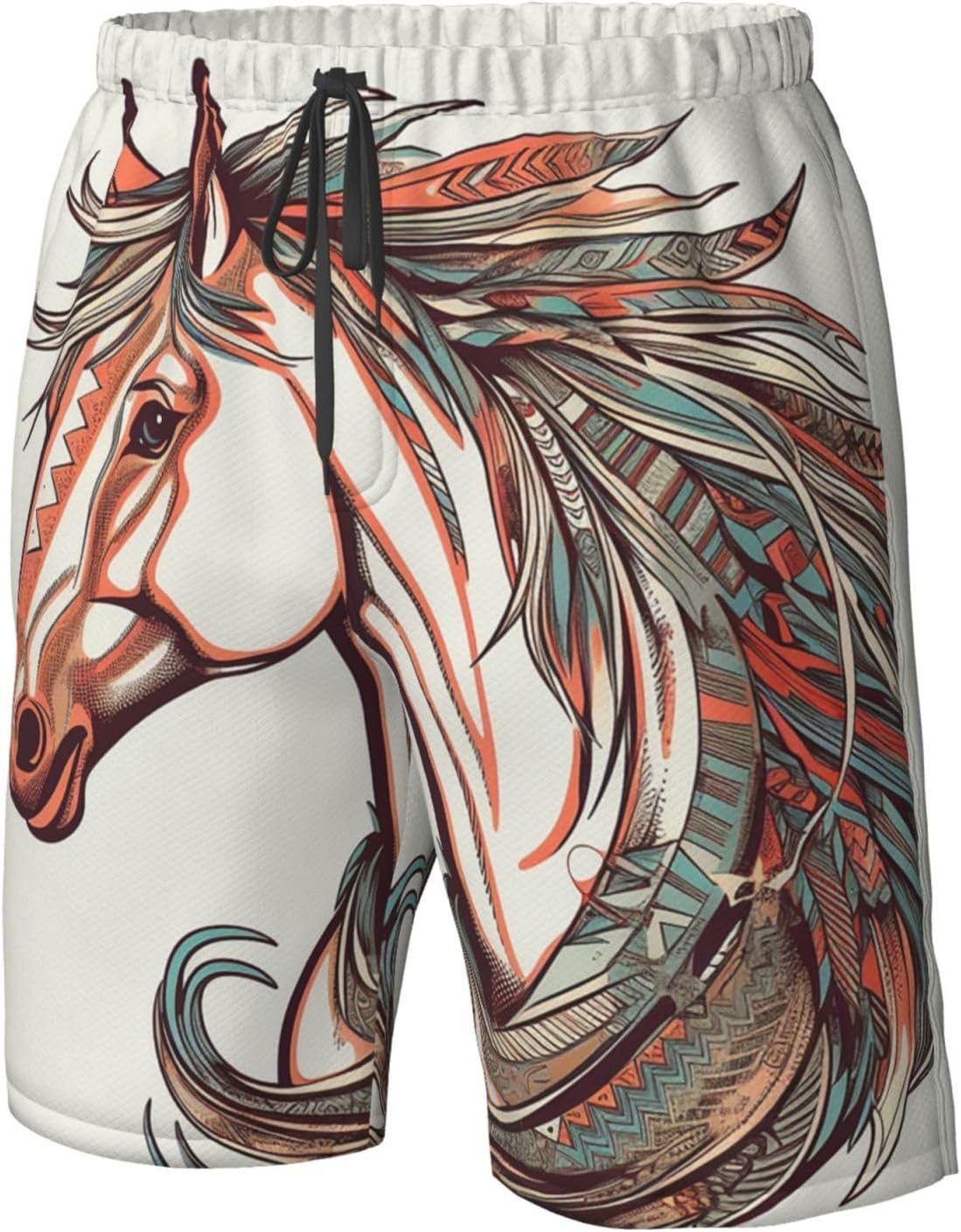 Men's Swim Trunks Quick Dry Beach Shorts Summer Bathing Suit Cupid Arrow Love Horse Swimwear Beachwear with Pockets