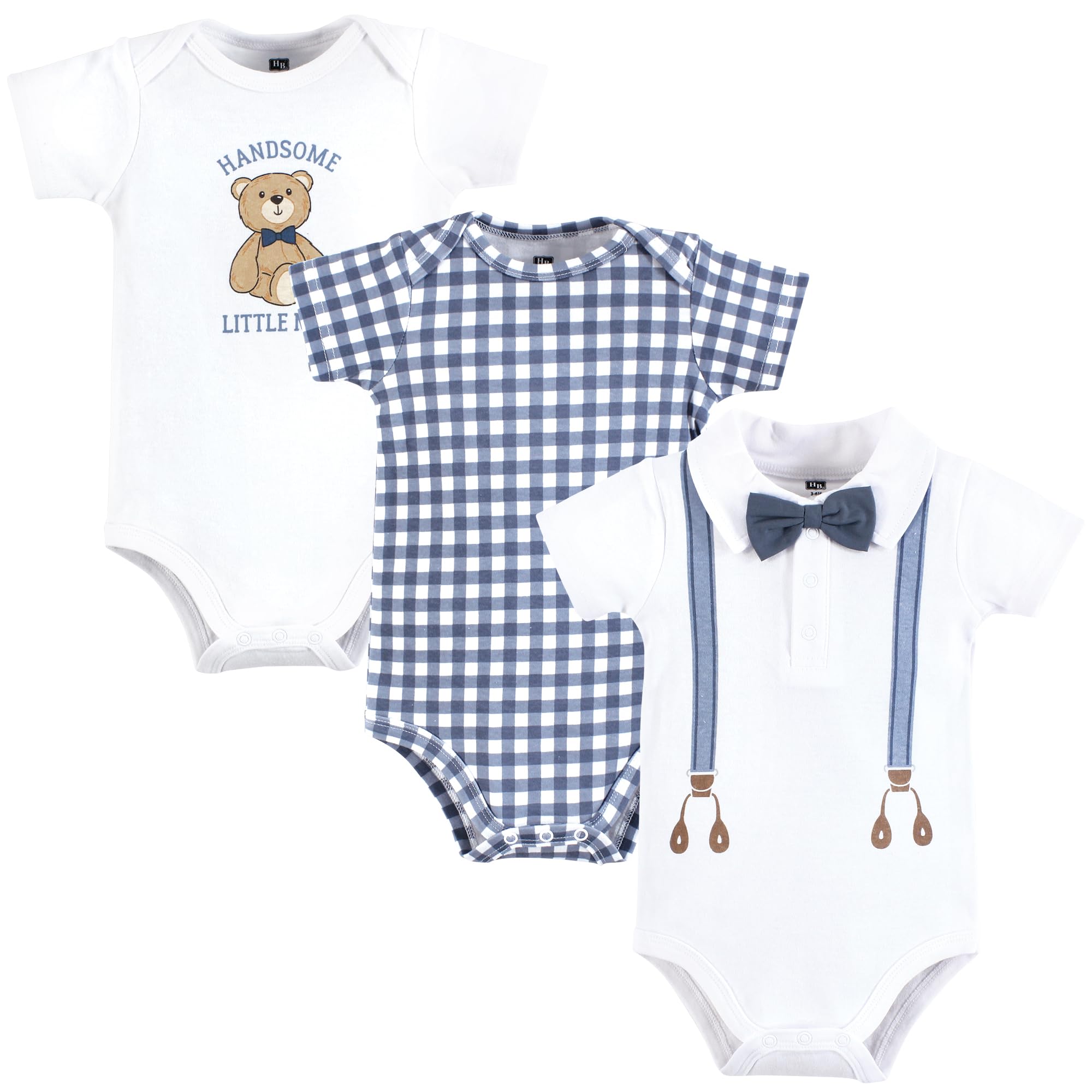 Hudson Baby Infant Boy Cotton Bodysuits Gentleman Bear Suspender 6-9 Months