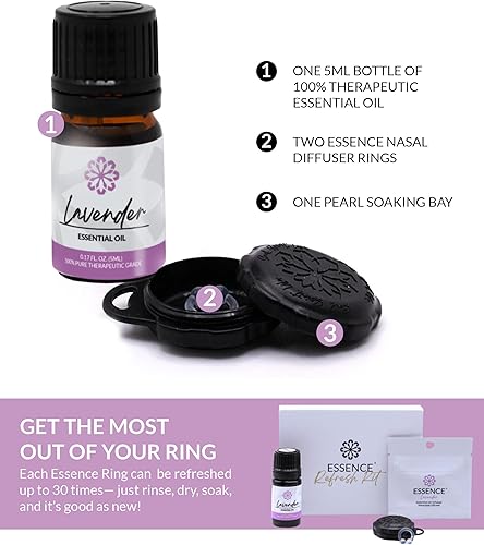 Vista 122 de Essence - Difusor nasal de aromaterapia portátil, anillo de nariz de aceite esencial de limón, inhalador de silicona para apoyo al estrés