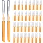 Patelai 100 Pieces Braces Brush for Cleaner Interdental Brush Toothpick Dental Tooth Flossing Head Oral Dental Hygiene Flosser Toothpick Cleaners Tooth Tool(Orange,Ideal Size)