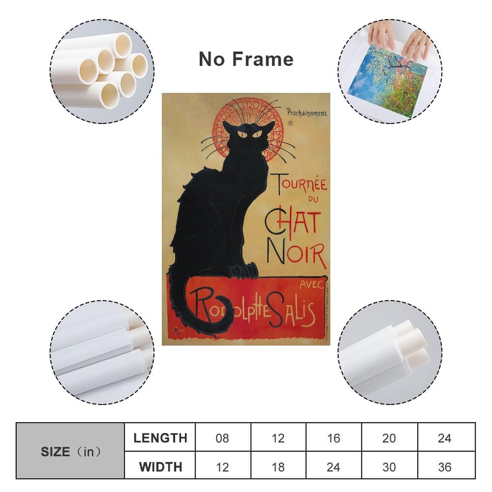 Amazon.co.jp: Le Chat Noir 黒猫プリント、モンマルトル パリ絵画壁の