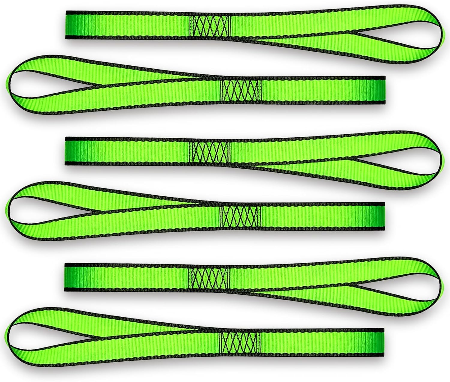 Soft Loop Tie Down Straps - 0.95 x 14 inches, 3300lbs Breaking Strength, Soft Loops for Securing ATV, UTV, Motorcycles, Scooters, Dirt Bikes, Lawn & Garden Equipment, 6 Pack (Green)