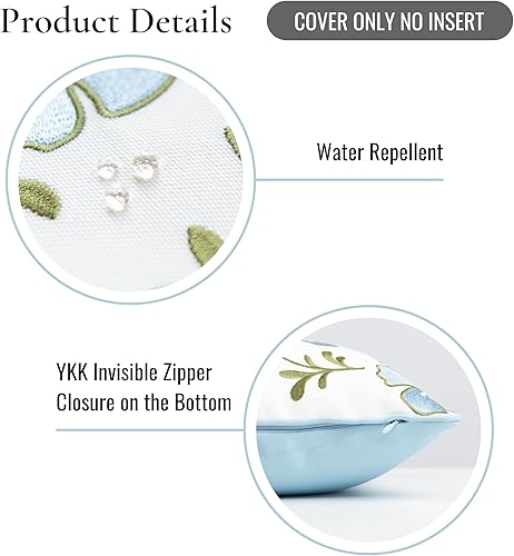 Miniatura 5 de Hofdeco Premium Funda de almohada lumbar para interiores y exteriores, 12 x 20 pulgadas, repelente al agua para patio trasero, sofá, hibisco bordado