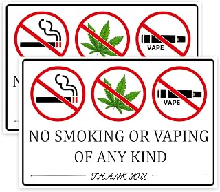 No Smoking No Vaping Sign Sticker, 2 Pack 9"x6" No Smoking Vaping of Any Kind Signs, Warning Signs for House,Home & Business Waterproof