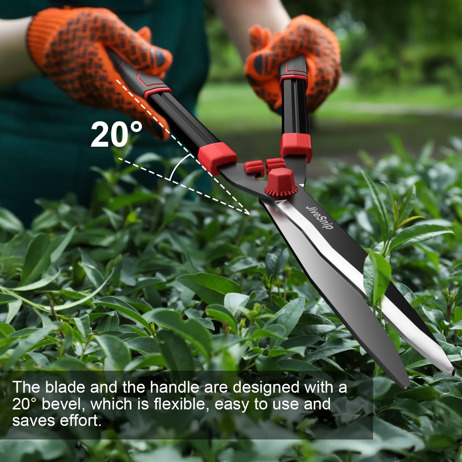 JiveSnip Cisaille à haie 23" Hedge Shears - Lames en Acier au Carbone Tranchantes Comme des Rasoirs, Revêtement Antirouille, Tondeuses de Jardin Légères Pour Tailler Les Haies, Arbustes et Buissons