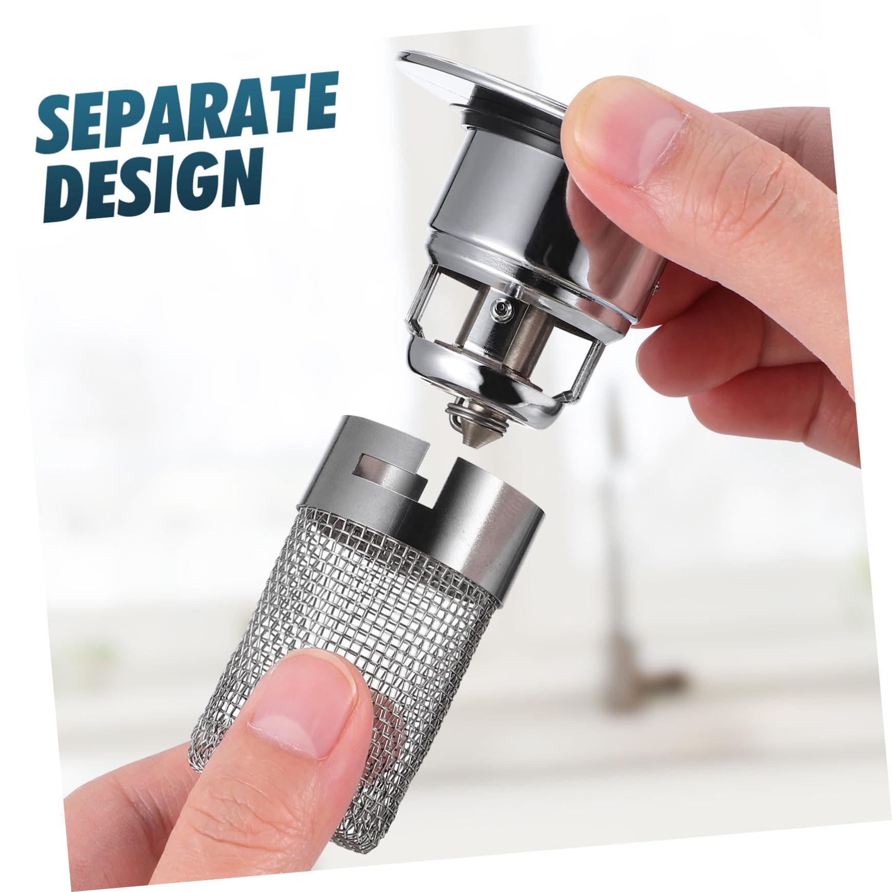 Tapón de Drenaje Tipo Empuje para Lavabo con Filtro Antidesbordamiento y Núcleo Rebote Resistente Abs y Acero Inoxidable Repuesto Fácil Instalar para Baño y Cocina