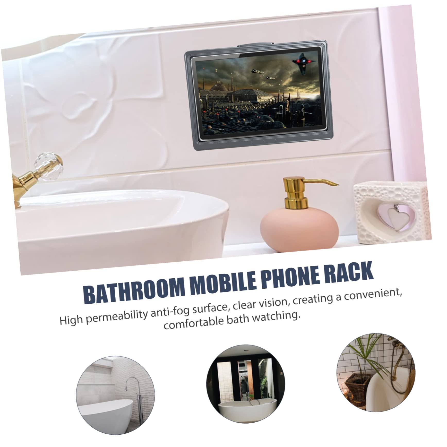 Supporto Per Telefono Da Bagno Supporto Parete Per Tablet e Smartphone Con Pellicola Antiappannamento Struttura Resistente e Facile Da Installare Per e Bagno