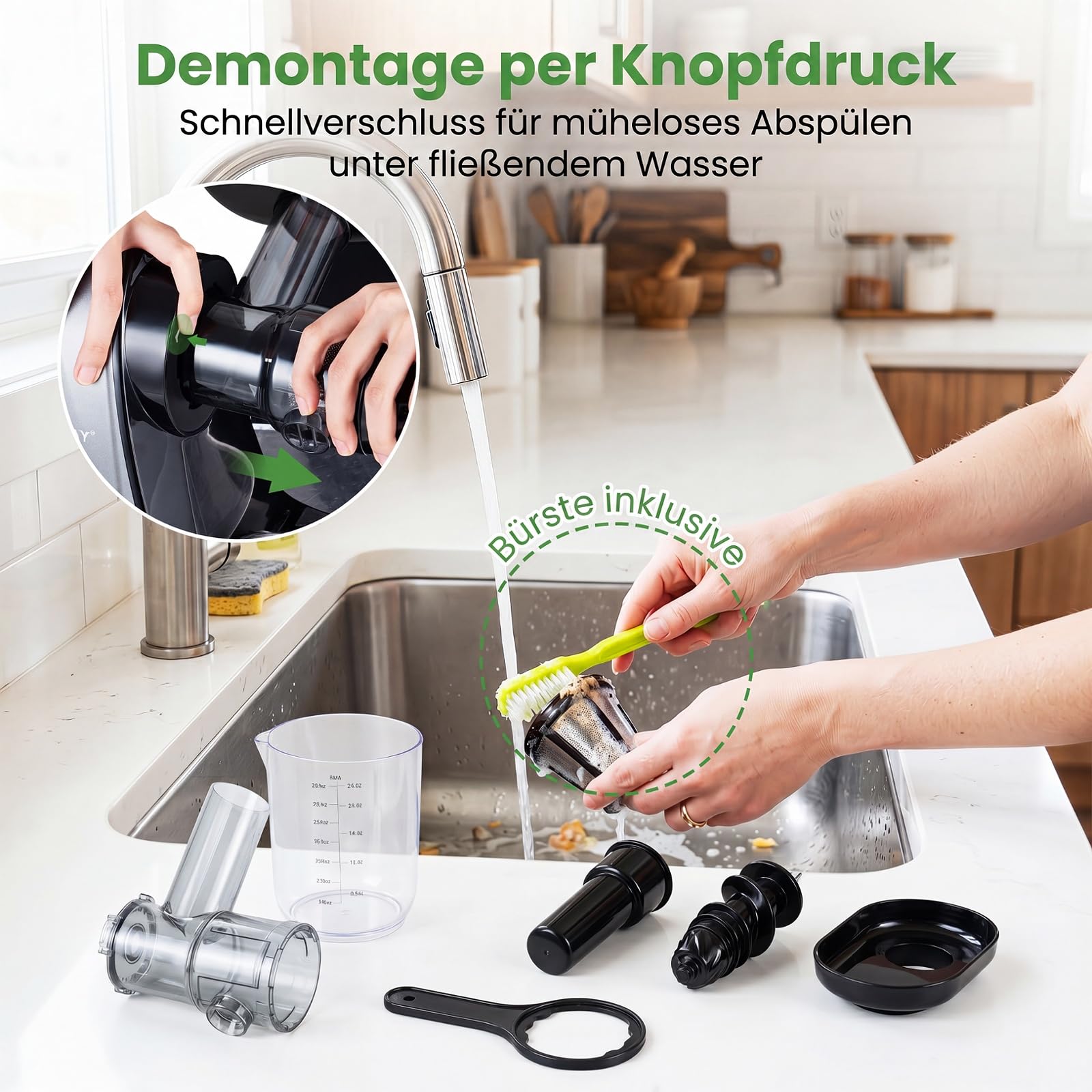 COSTWAY Entsafter Gemüse und Obst, Slow Juicer mit Rückwärts-Kau-Funktion | mit 700 ml Becher & 1,1 L Fruchtfleischbehälter & Reinigungsbürste, kompakte Obstpresse für frische Säfte, Drinks, Silber