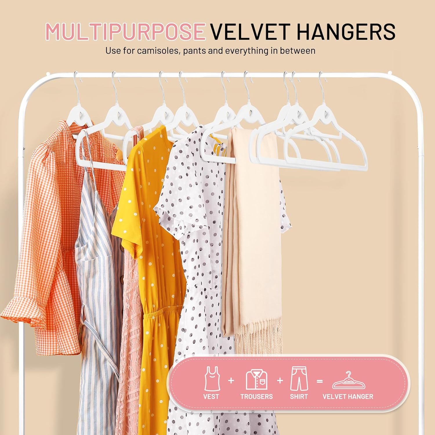 Velvet Stackable Hangers 30 Pack, STOPKLAS White Clothes Hangers Non Slip Felt Hangers with 360° Swivel Hook, Thin Hanger Space Saving, Heavy Duty Closet Hanger for Clothes, Coats, Suits, Dress, Pants