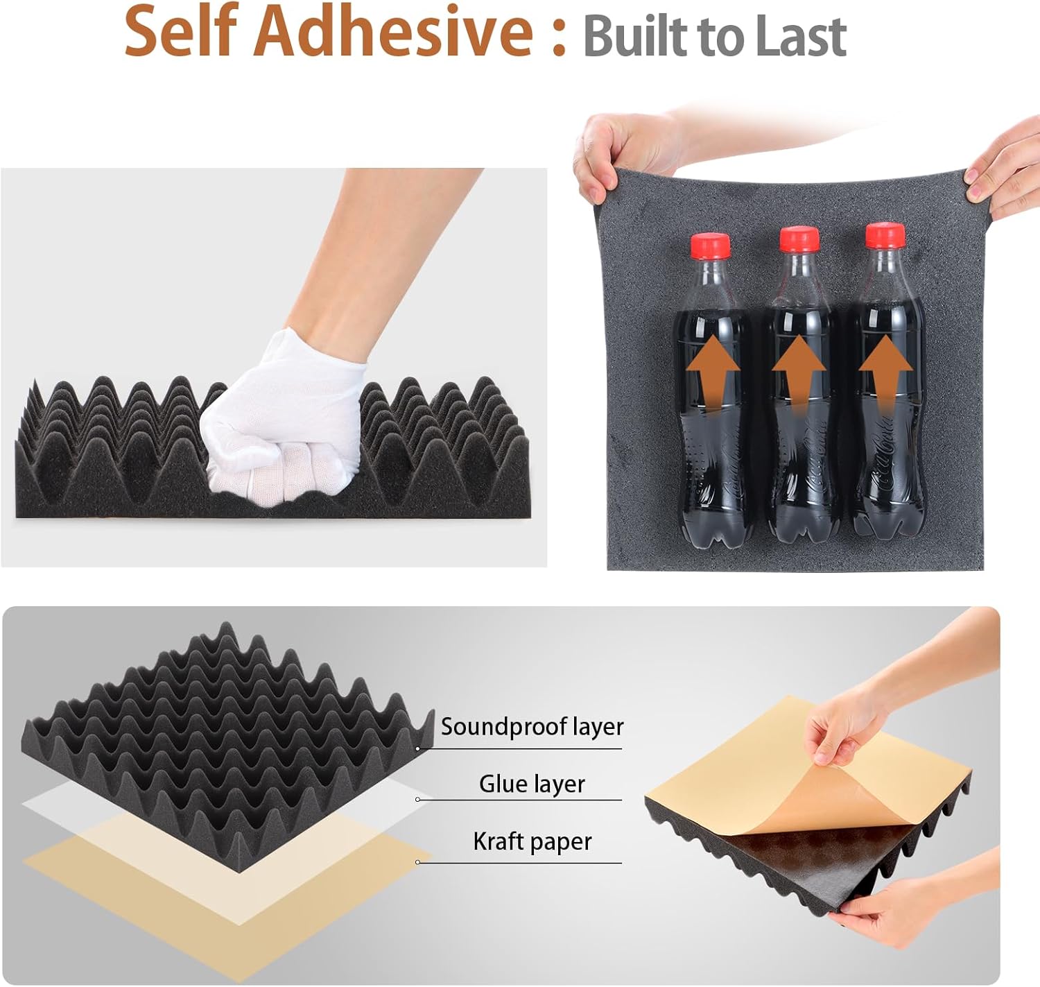 SD SODOCT 36 Pack Acoustic Foam Panels with Self Adhesive 12" X 12" X 2" Sound Proof Foam Panels for Walls High Density Egg-Crate Soundproof Wall Panels for Studio Office Gaming Room