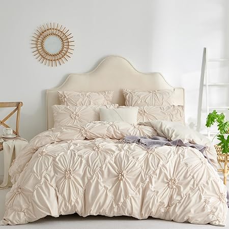 Luofanfei Bettwäsche-Set Plissee Braun - Microfaser 4-teilig Mit Quetschfalten - 135x200 Cm + 2x 80x80 Cm Kissenbezüge