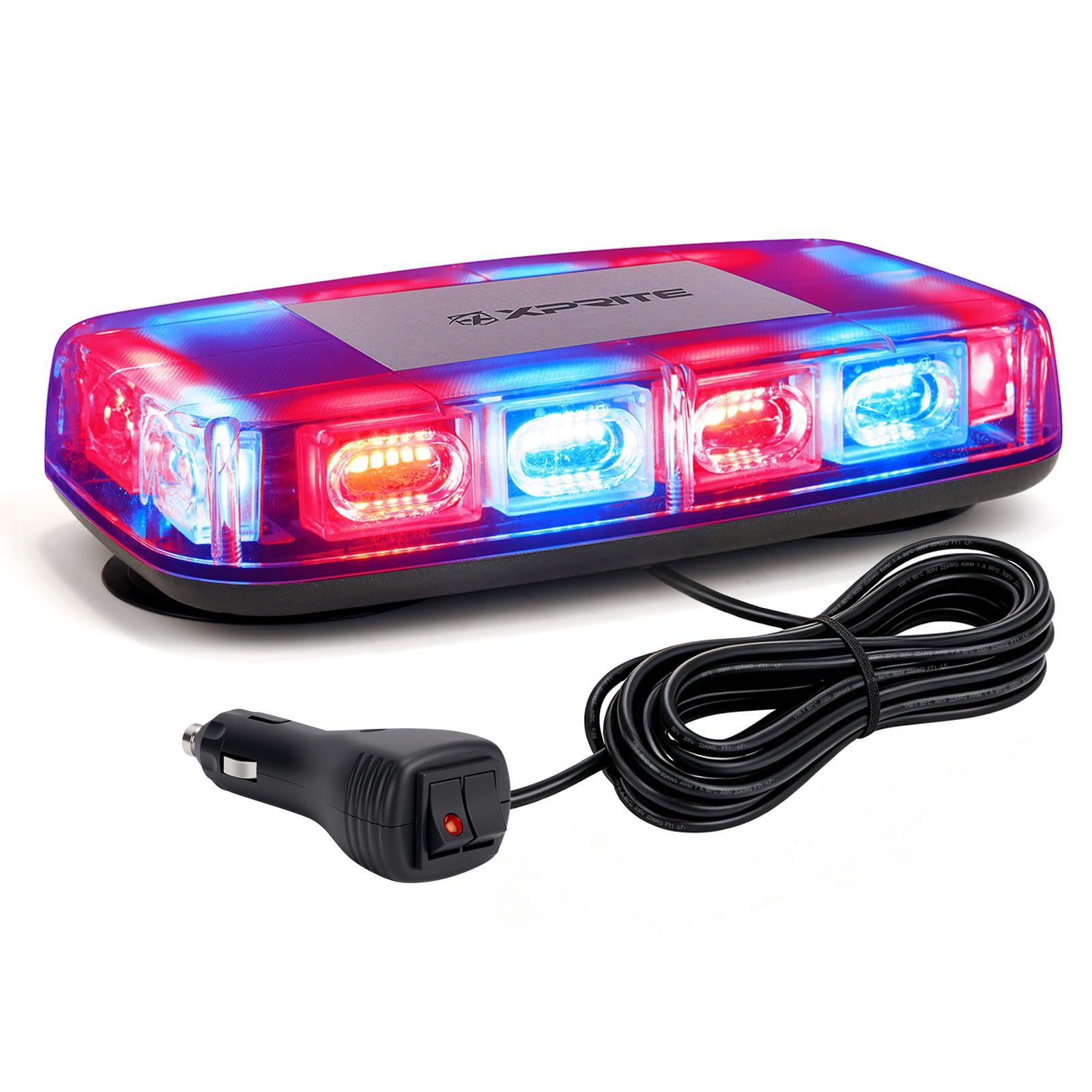 Xprite Upgraded 12" 72LED Rooftop Mini Strobe Lights, Emergency Safety Flashing Beacon Light Bar with Magnetic Base for 12V-24V Construction Vehicles, Trucks, Snow Plow, Postal Car (Mix Red/Blue)-image-34