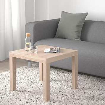 home stuff Side Coffee Table with Classic Design, Bed Side Table, End Table, Light Weight, Small Square Stylish Table For Office, Living Room, Small Square Side Table, 55x55x45 CM (White Stained Oak)