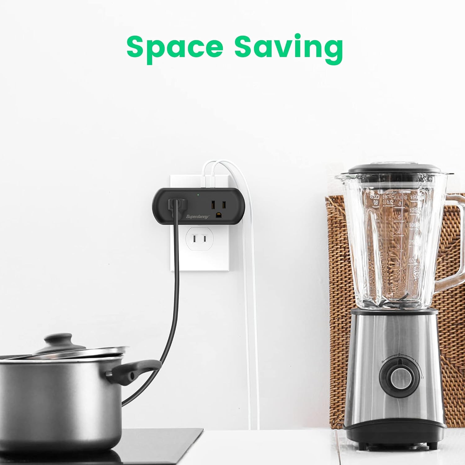 Multi-Plug Outlet Extender, SUPERDANNY 3 Prong to 2 Prong Wall Charger with 2 Wide-Spaced Outlets & 4 USB Ports, Mini Surge Protector Multiple Plug Splitter for Travel, Home, Office, Type A, Black : Electronics