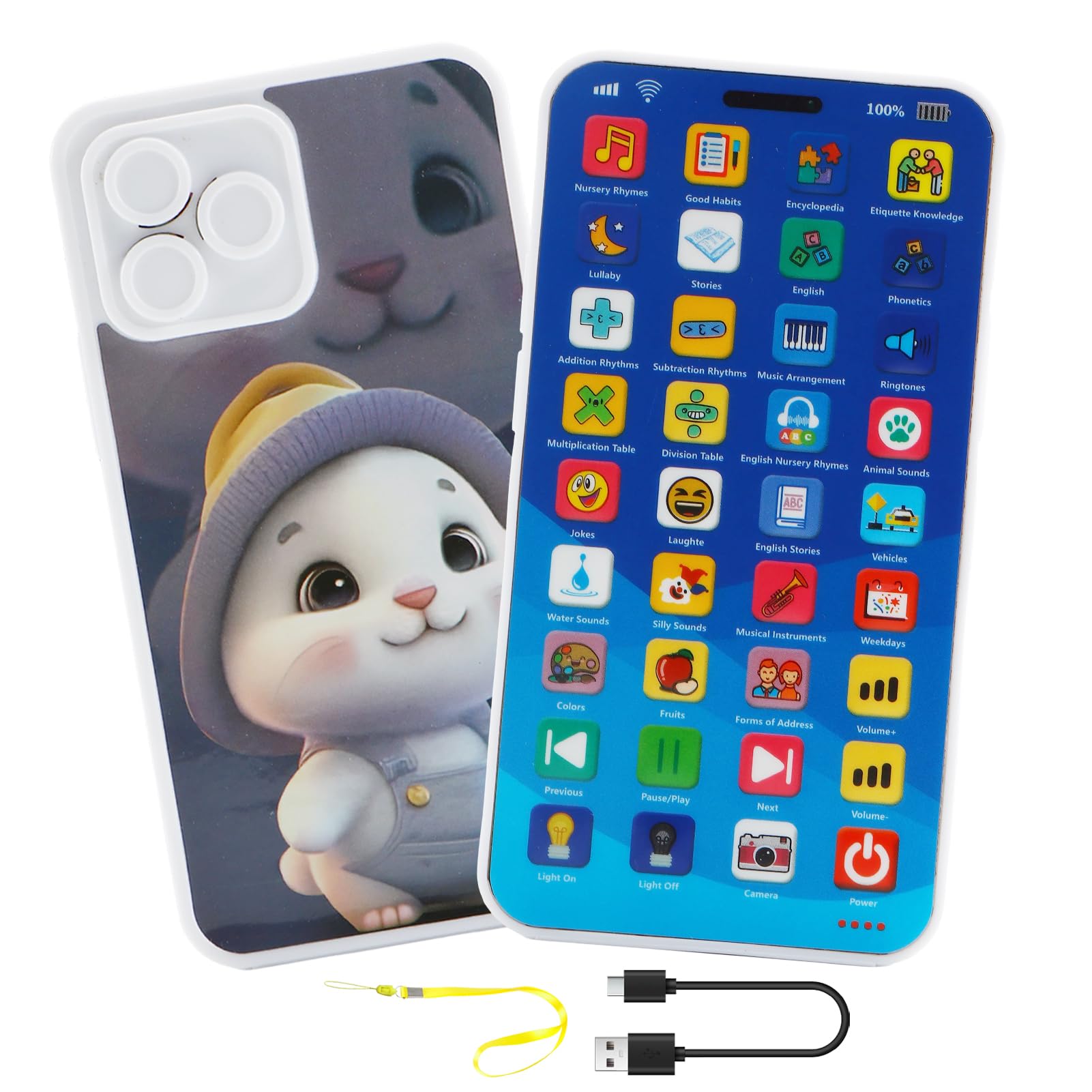Interactive Fake Mobile Phone, Music Early Learning Multifunctional Phone with Sound Educational Features Sensory Development, Birthday gifts for Activity Engagement Creativity Play Home Interaction