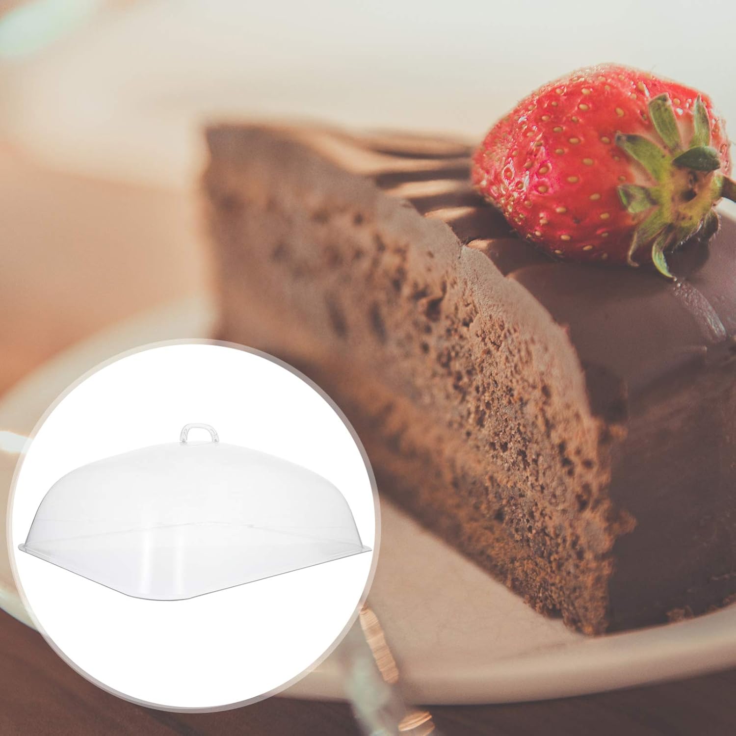 Cupcakes Food Cover Dome with Handle Rectangular Clear Dessert Cake Stand Trays Lid Plate Cloche Food Protector Guards Cheese Butter Cover for Dessert Snack 42x33 Cheesecake