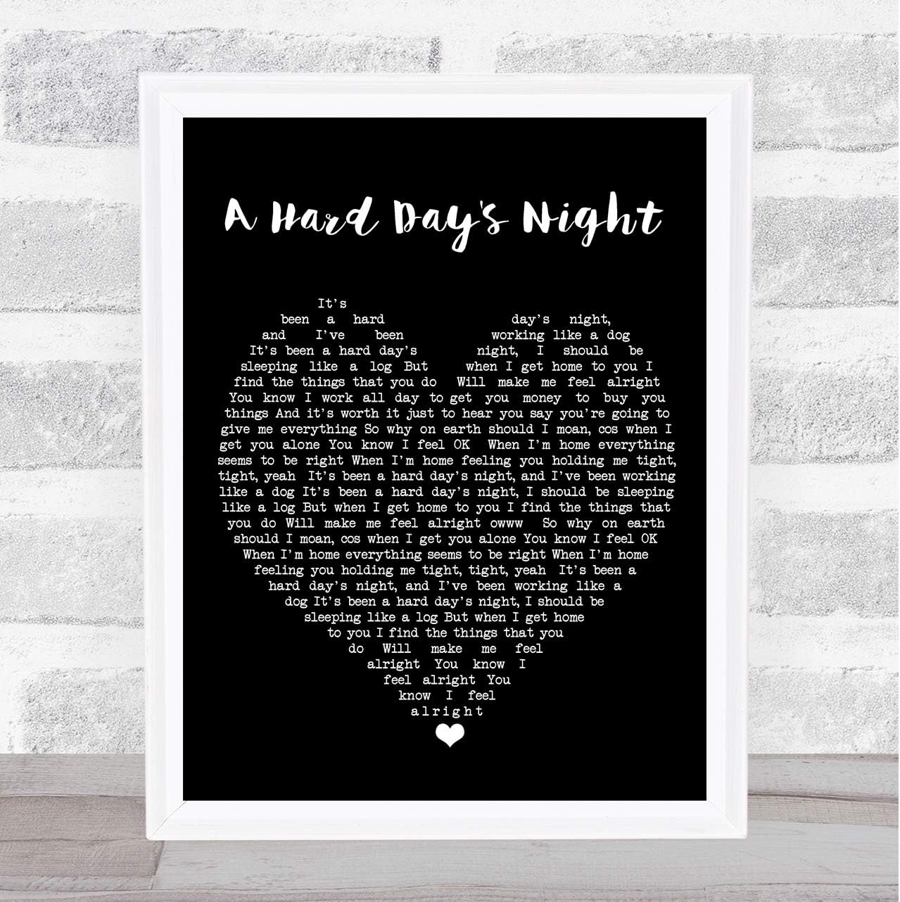 Amazon Com A Hard Day S Night Black Heart Quote Song Lyric Print Office Products