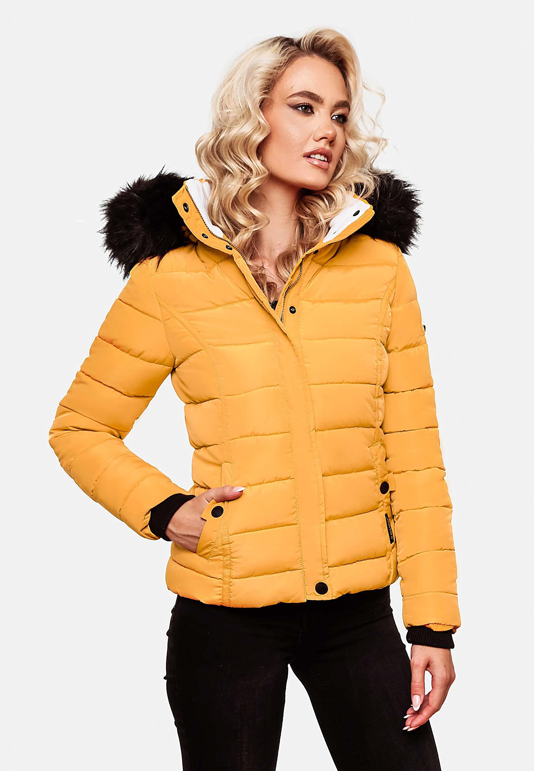 Navahoo Chaqueta Guateada de Invierno para Mujer con Capucha de Pelo sintético Miamor XS-XXL