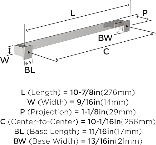 Miniatura 6 de Amerock BP3736126  Tirador de gabinete cromado pulido  Mango de gabinete de centro a centro de 10-116 pulgadas (10.079 in)  Appoint  Jaladera de