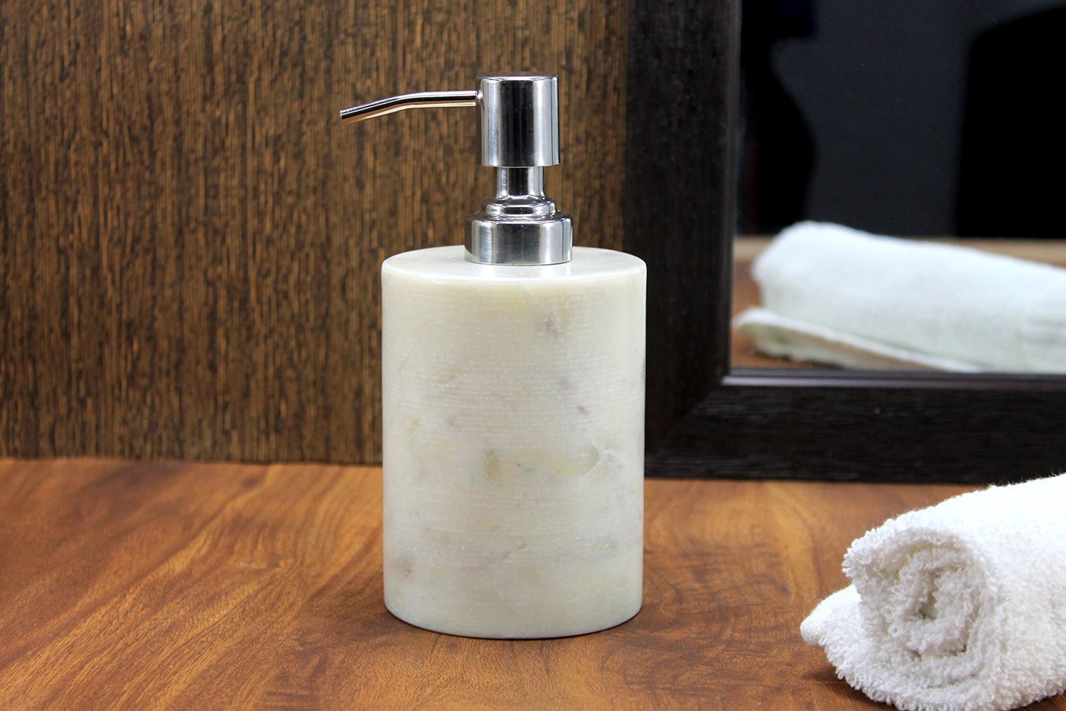KLEO Soap/Lotion Dispenser - Made of Genuine Indian Marble in White Color - Luxury Bathroom Accessories Bath Set 1