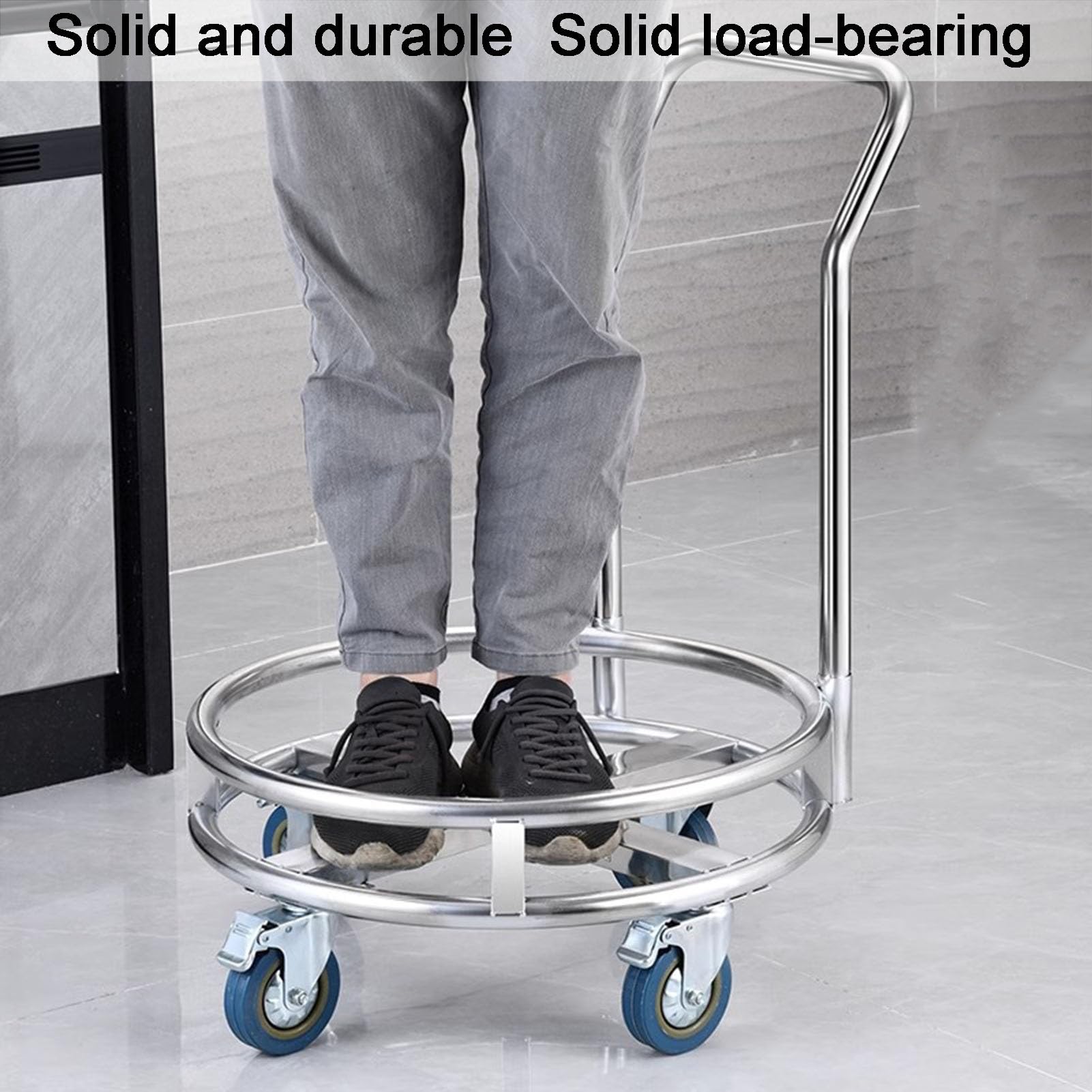 Le Utili Carrello in Acciaio Inox con Ruote Girevoli, Pentola Commerciale e Secchio Latte, Carrello Multiuso (37 x 75 cm) - Ideale per Ristoranti & Catering