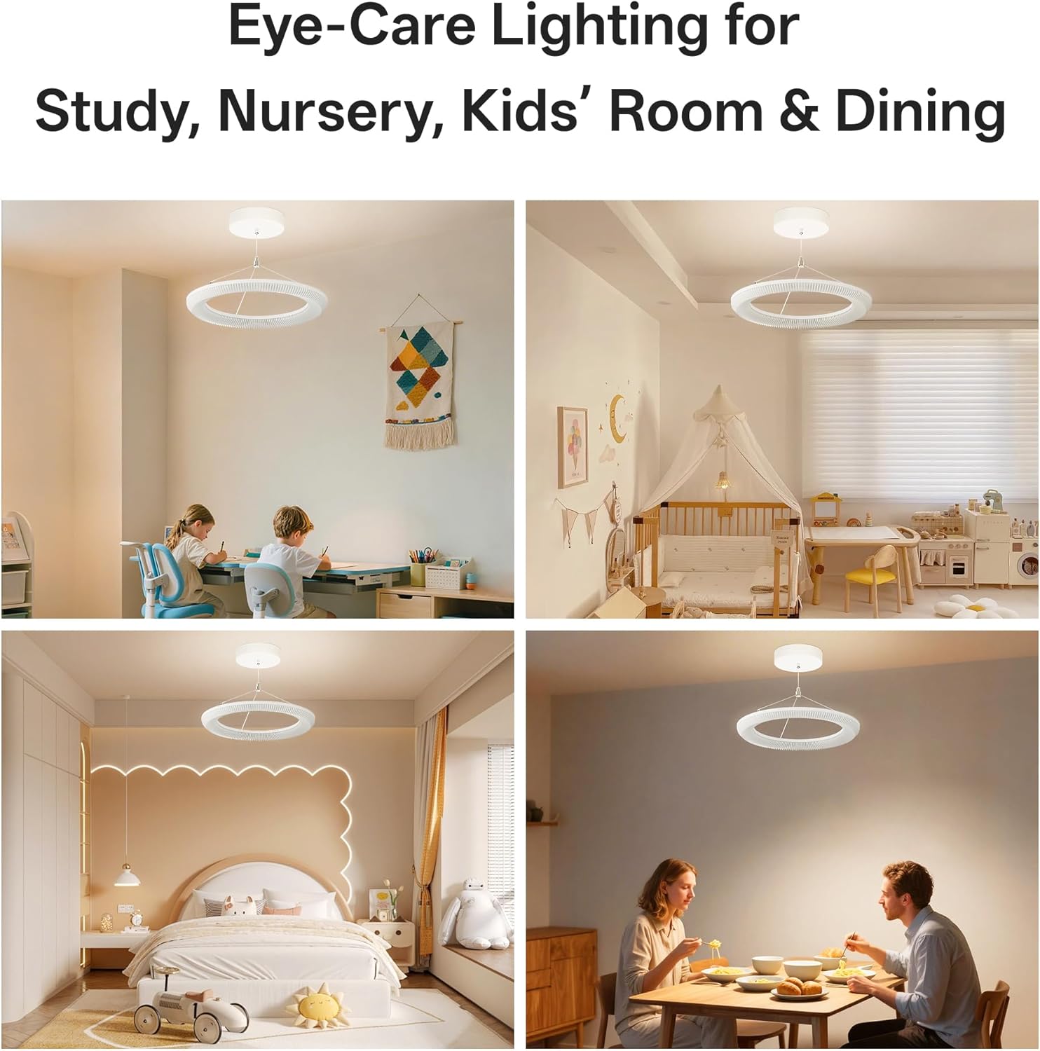 Homelist HX1 Eye Protection Pendant Ceiling Lamp, 4800LM Indirect Light Diffuse Reflection, CRI>98, for Living Room, Bedroom, Mother Baby Children's Room, Wall Control or Tuya APP Control