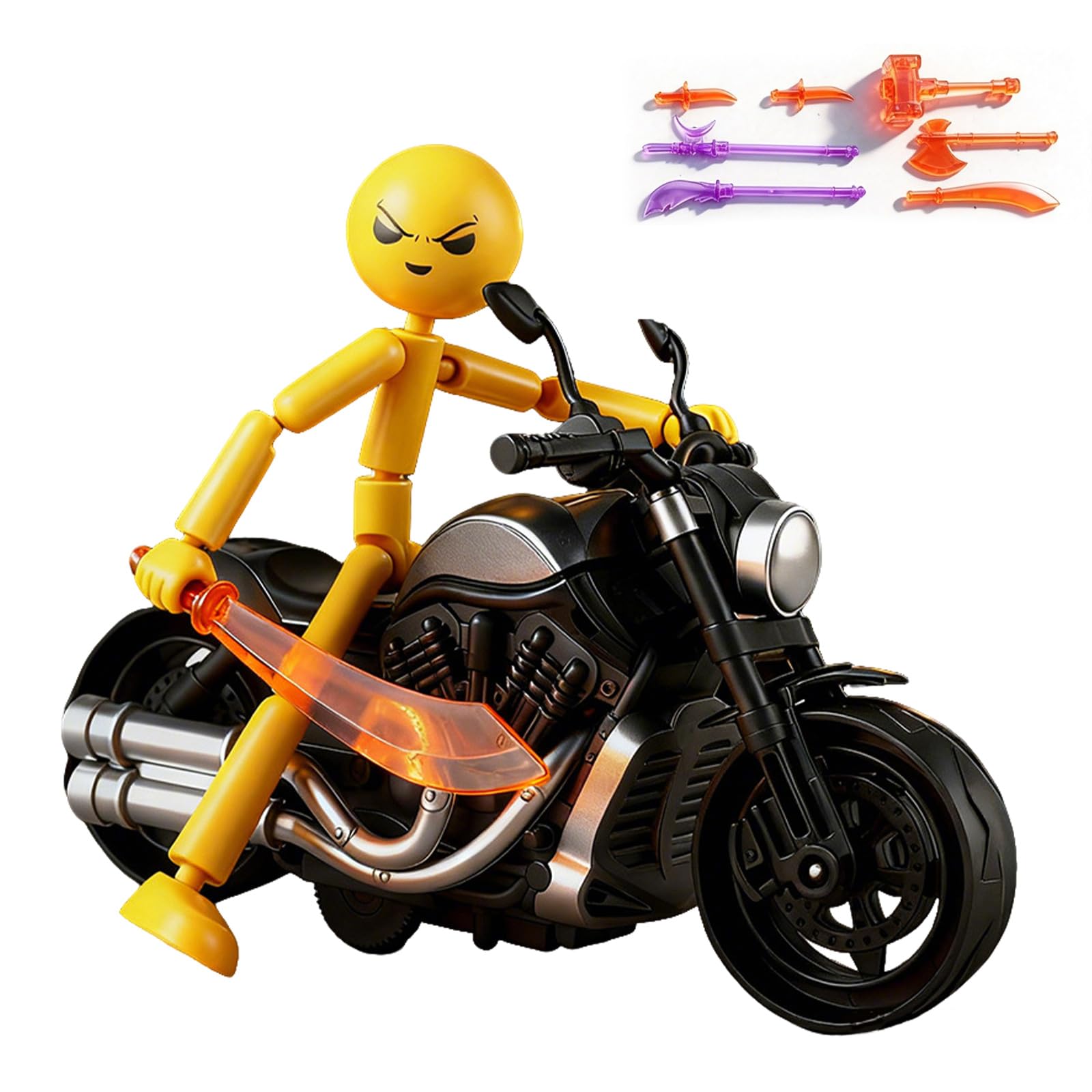 FUNLOV DIY Raging Stickman Action Figure Toy with 7 Weapons (Yellow 2)