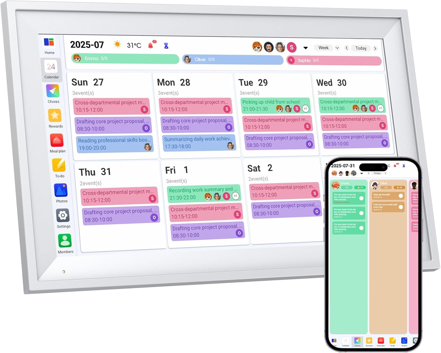 15.6 Inch Digital Calendar Wall Touch Screen – Reliable Sync Smart Family Planner & Chore Chart, HD Interactive Display for Schedules, Meal Planning & Organization, Wall Mount Included, No Subscription Needed, Durable & User-Friendly