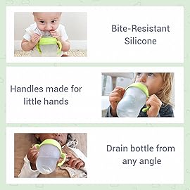 Anpei Step 1 Transitional Weighted Straw and Handles Self-Feeding Kit Compatible with Comotomo Silicone Nipples, Medium and Fast Flow | 4 Months +