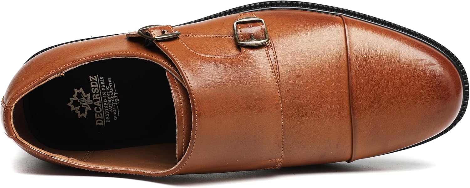 DECARSDZ Men's Double Monk Strap Slip on Loafer Shoes for Business Casual Comfortable Dress Shoes for Men - Image 5
