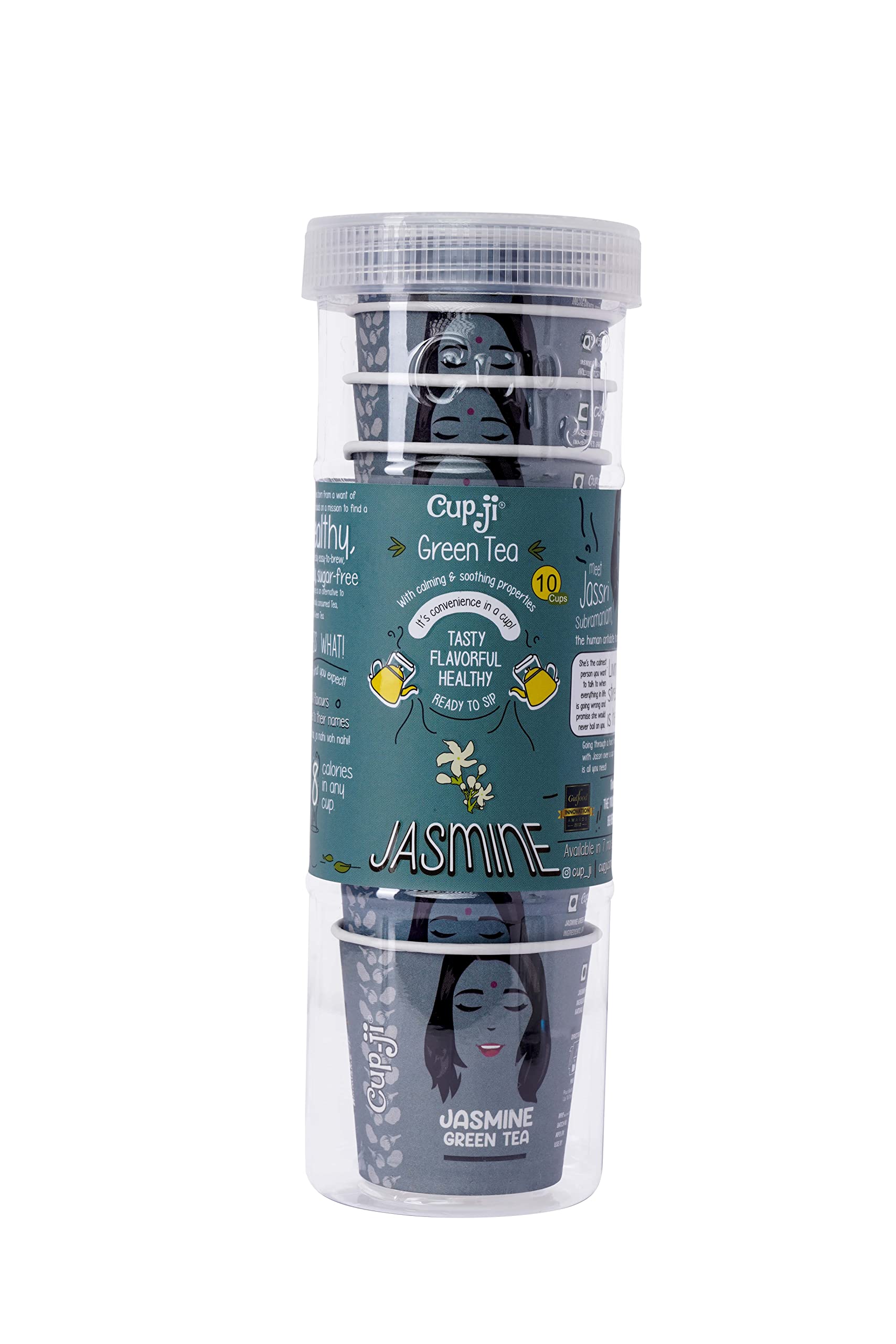 Cup-Ji Jasmine Green Tea | Support Stress Relief and Promotes Better Sleep | Non-Bitter, Tasty Whole Leaf Green Tea | Flowery Fragrant | 10 Cups with Each Cup Size 150 ml