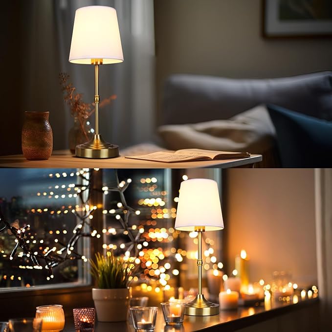 focondot Rechargeable Battery Powered Table Lamp, Wireless LED Lamps, Cordless Touch Lamps, Stepless Dimmable Bedside Lamps, Night Lamp for Bedroom, Dinning Room, Kitchen Decor, Office (Bronze) photo 3