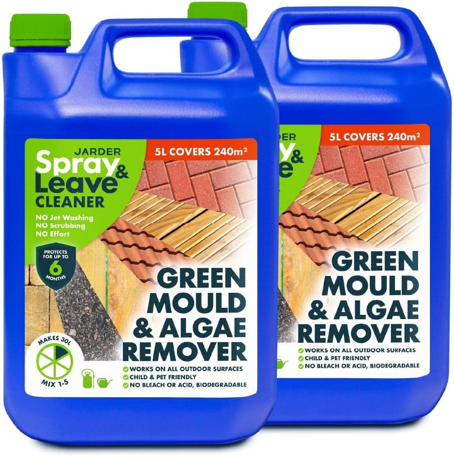Jarder 2 x 5 Litre Concentrate Spray & Leave Cleaner - Patio Fencing Decking - Green Mould & Algae Killer