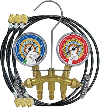 Mastercool 33518-TP Brass Charging Manifold with 18" Hoses R600a R290 R134a HVAC Refrigeration
