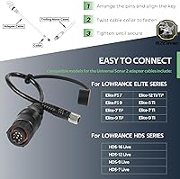 Vista 5 de 1852076 MKR-US2-16 Cable adaptador universal Sonar 2 para Lowrance Elite Ti2 y HDS a motor de arrastre, 9 pines, negro