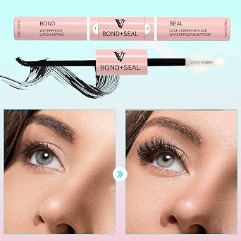 VAVALASH Lash Bond and Seal Cluster Lash Glue Individual Lashes Glue for DIY Lash Extensions Long Retention Strong Hold 48-72 Hours Waterproof Lash Bond for Lash Clusters(5ml+5ml)