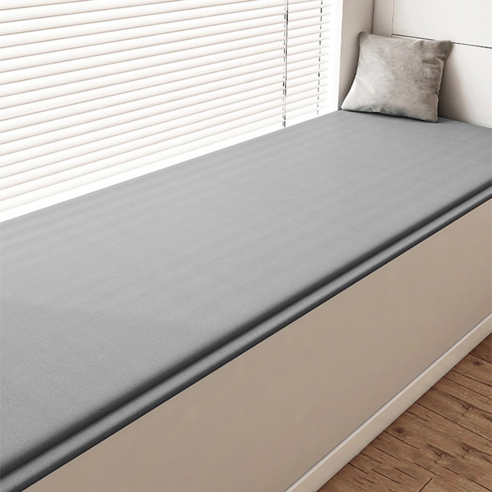 GBPLDMAQ Thick Window Seat Cushion, Breathable Nonslip, Scratch Resistant Bay Window Cushion, All Season for Reading Nook Mudroom(Grey,70x150cm/28x60in)