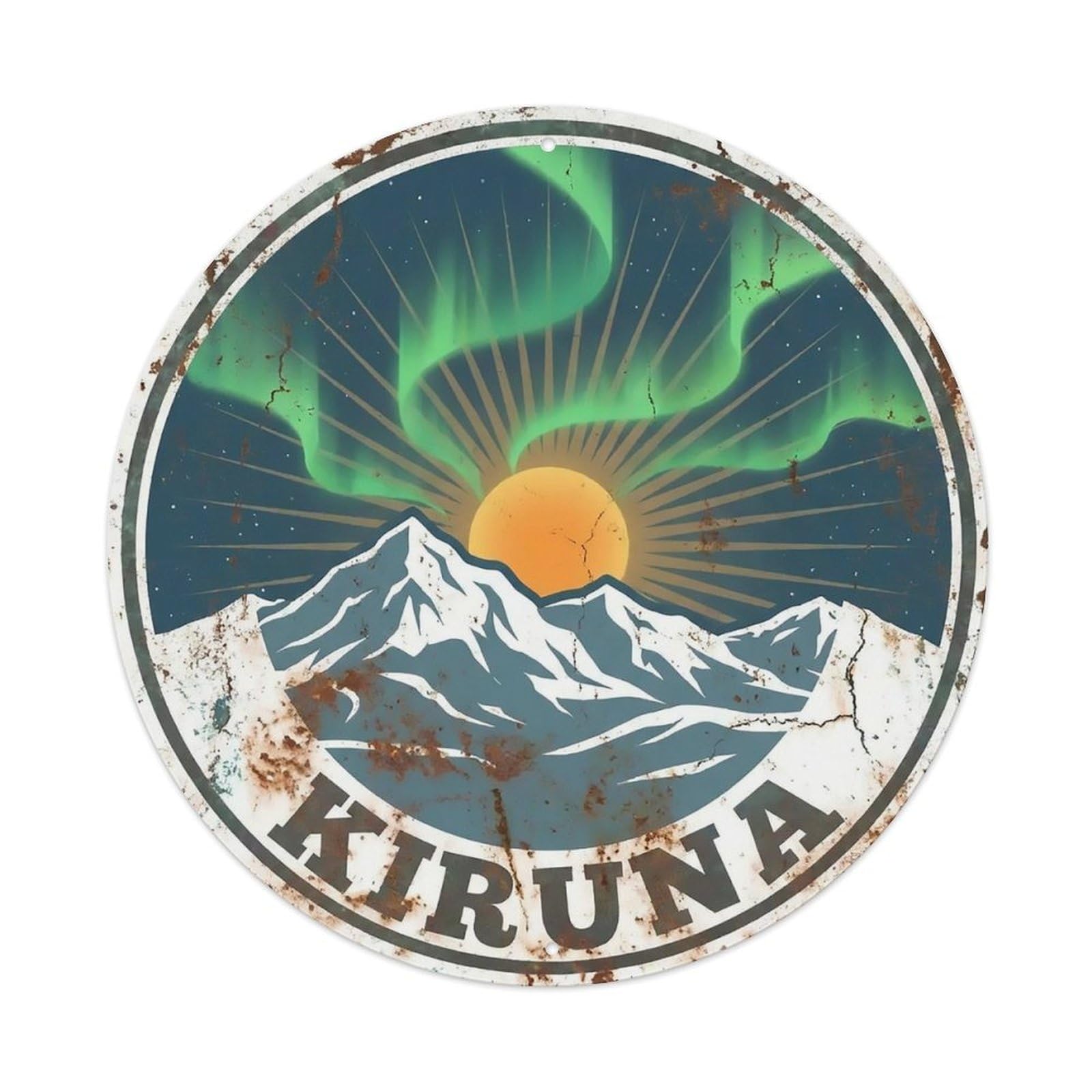 Retro Sweden Travel Kiruna Metal Tin Sign
