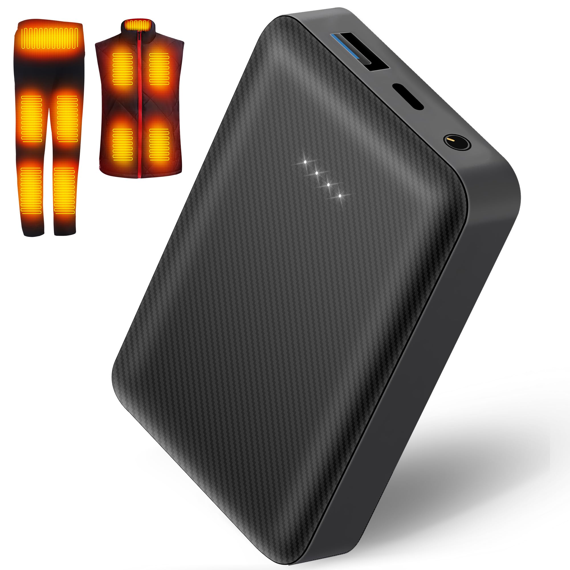 7.4V 10000mAh Powerbank für Heizweste, Jacke, Hose, Mantel und Unterwäsche, Ersatzakku für DC Beheizbare Kleidung