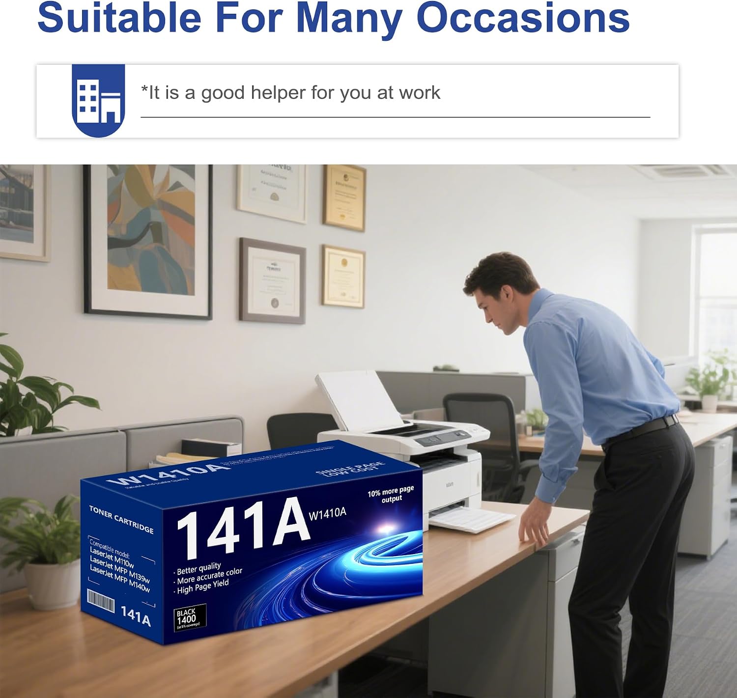 141A Toner Cartridge 1,400 Pages Compatible 141A Toner Replacement for HP 141A W1410A 141X W1410X Black Toner Cartridge to Use with Laser Pro M110w MFP M140w M139(2Pack ,Black)