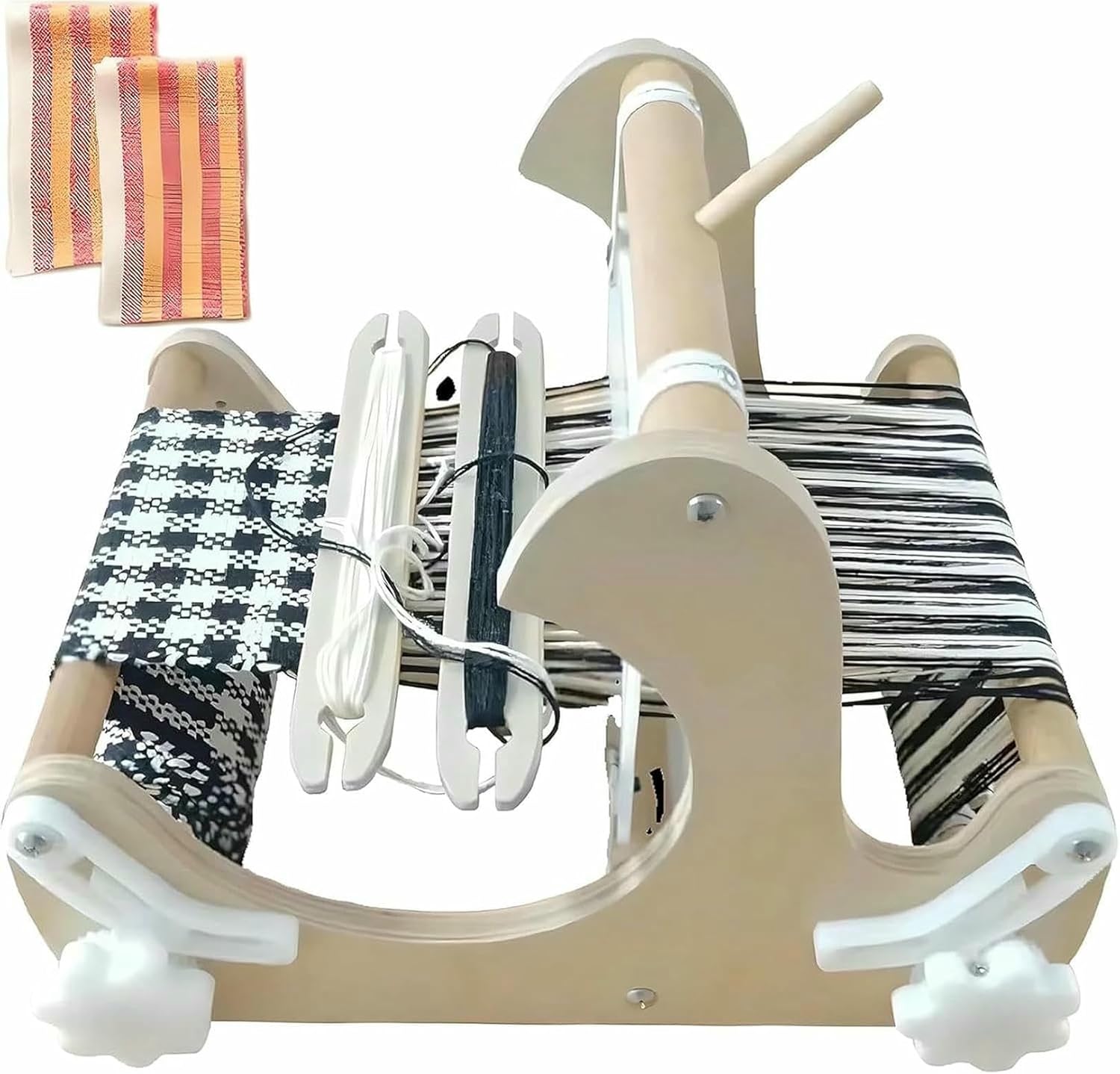 DIYデスクトップ木製織り機キット、織り幅200mmの手編み織り機、リジッドヘルドとシャトル付き、初心者のクラフトアーティスト向け