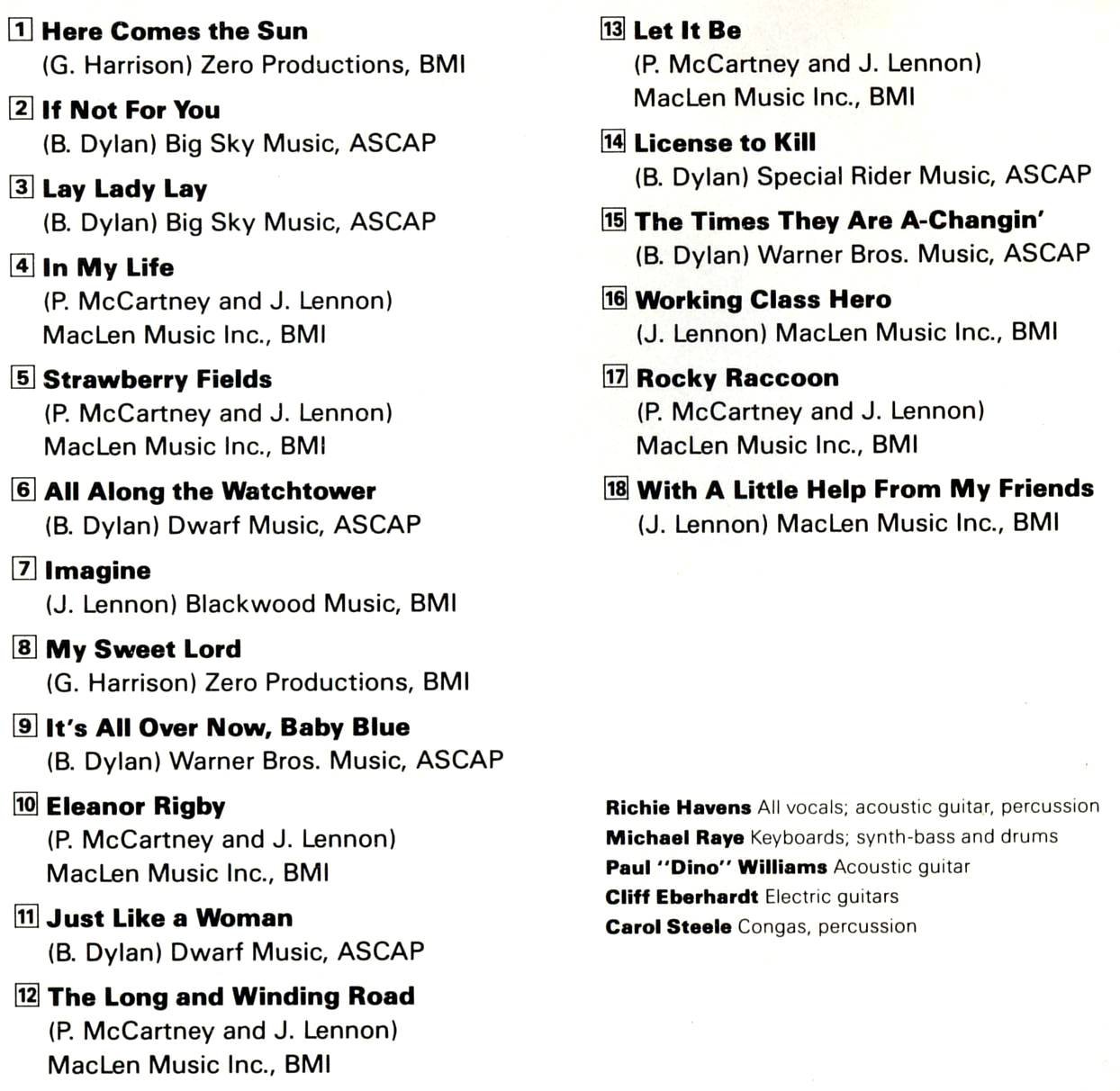 Sings Beatles and Dylan