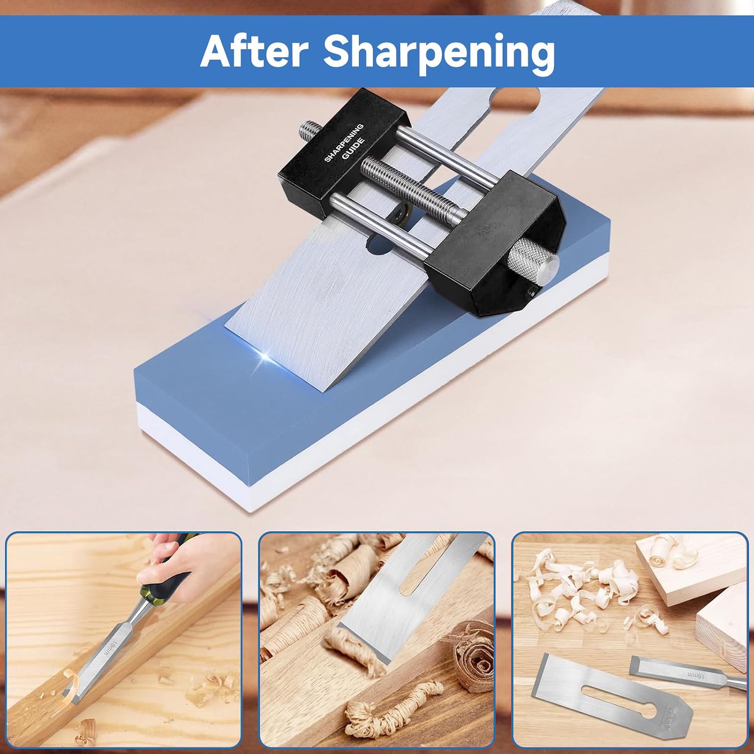 Chisel Honing Guide Tool with Dual Roller, Plane Sharpening Jig Kit, Sharpening Holder Trainer Angle Fixture Kit for Woodworking Tools/Wood chisel sets (Black)