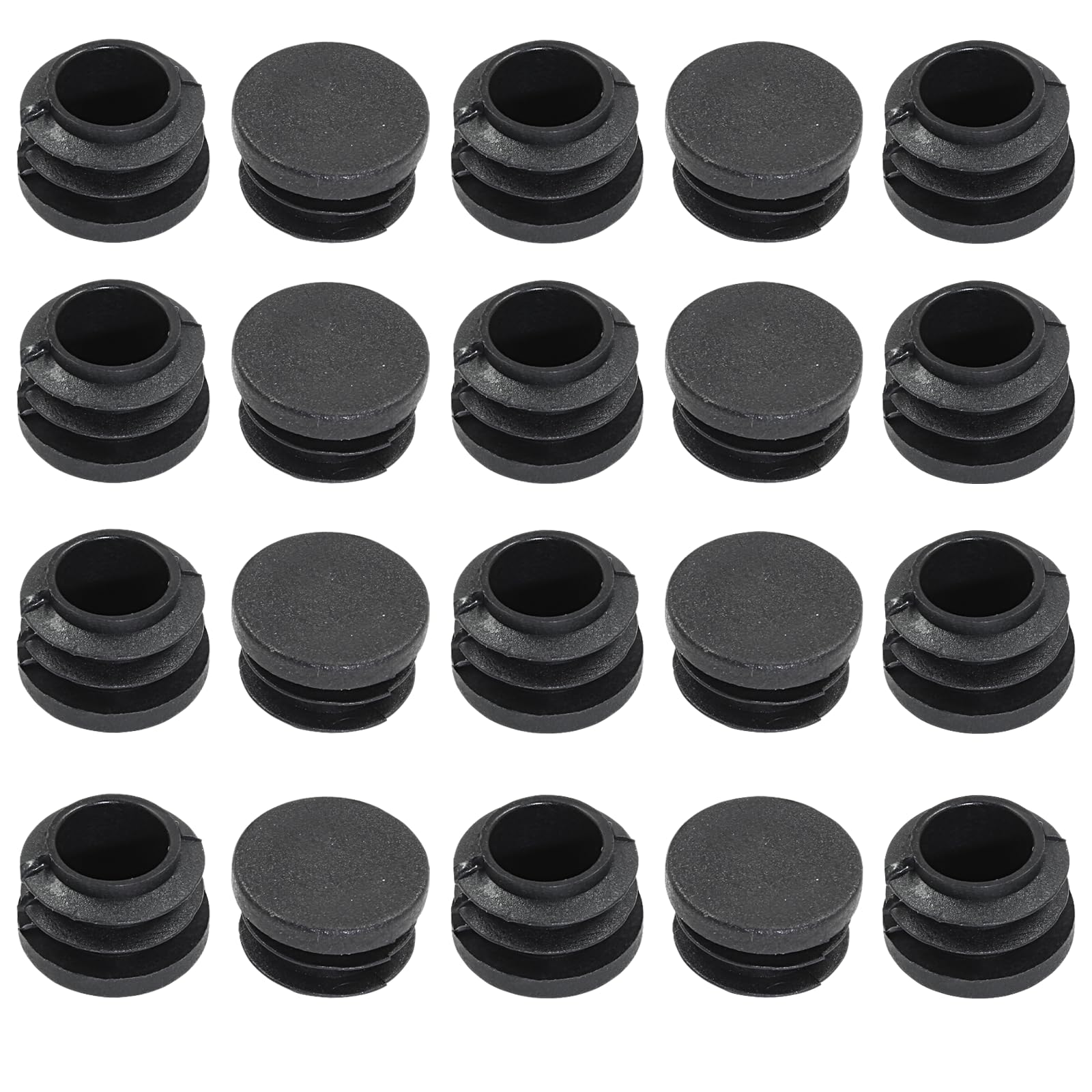 40 Pack 3/4" Round Black PE Plastic Plugs for Round Tubing Post, Pipe Post, Chairs