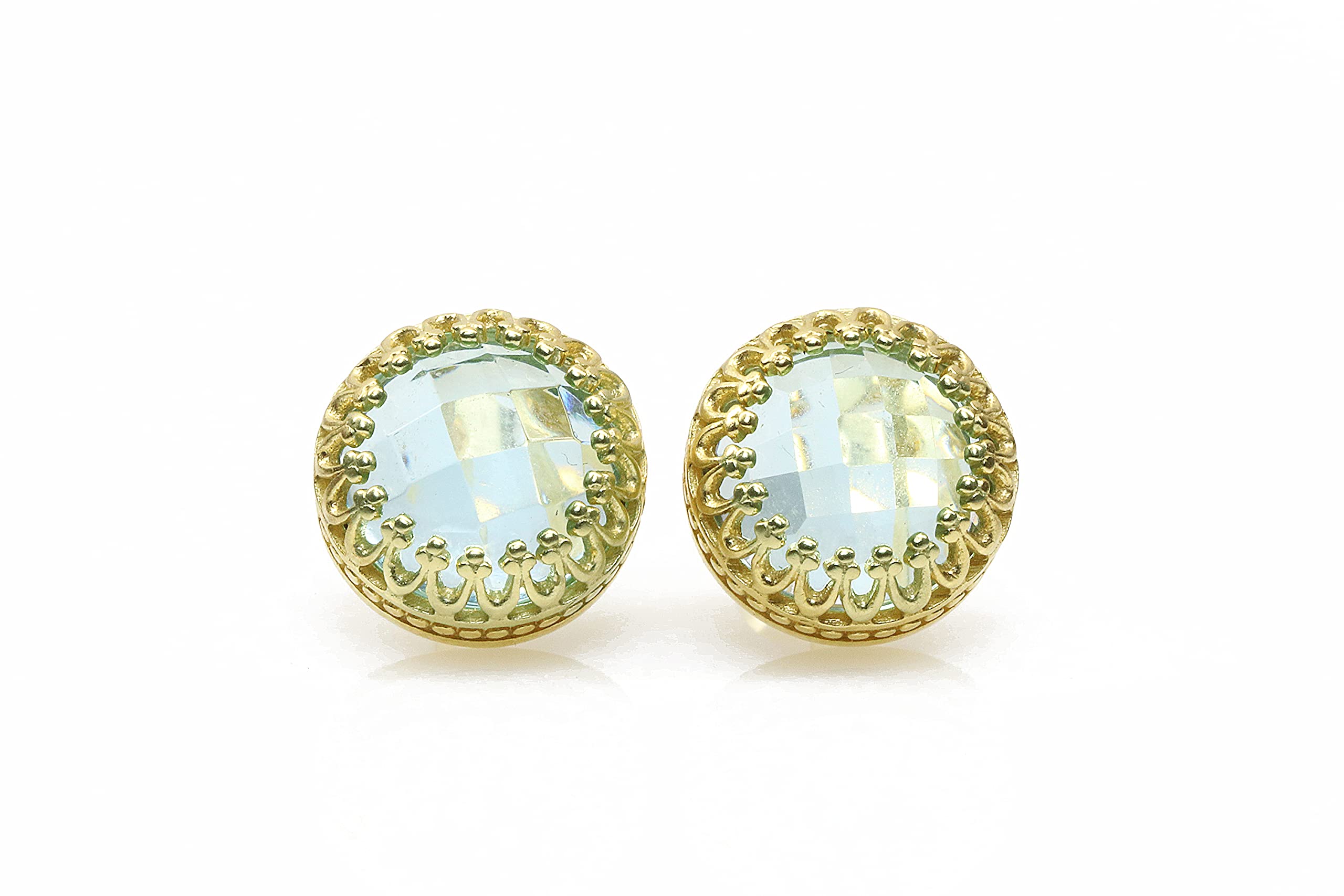 Pendientes de Oro Rosa con Topacio Azul para Mujer - Joyería Fina Hecha a Mano Pendientes Colgantes de Oro para Ocasiones y Uso Casual - con Caja de Regalo