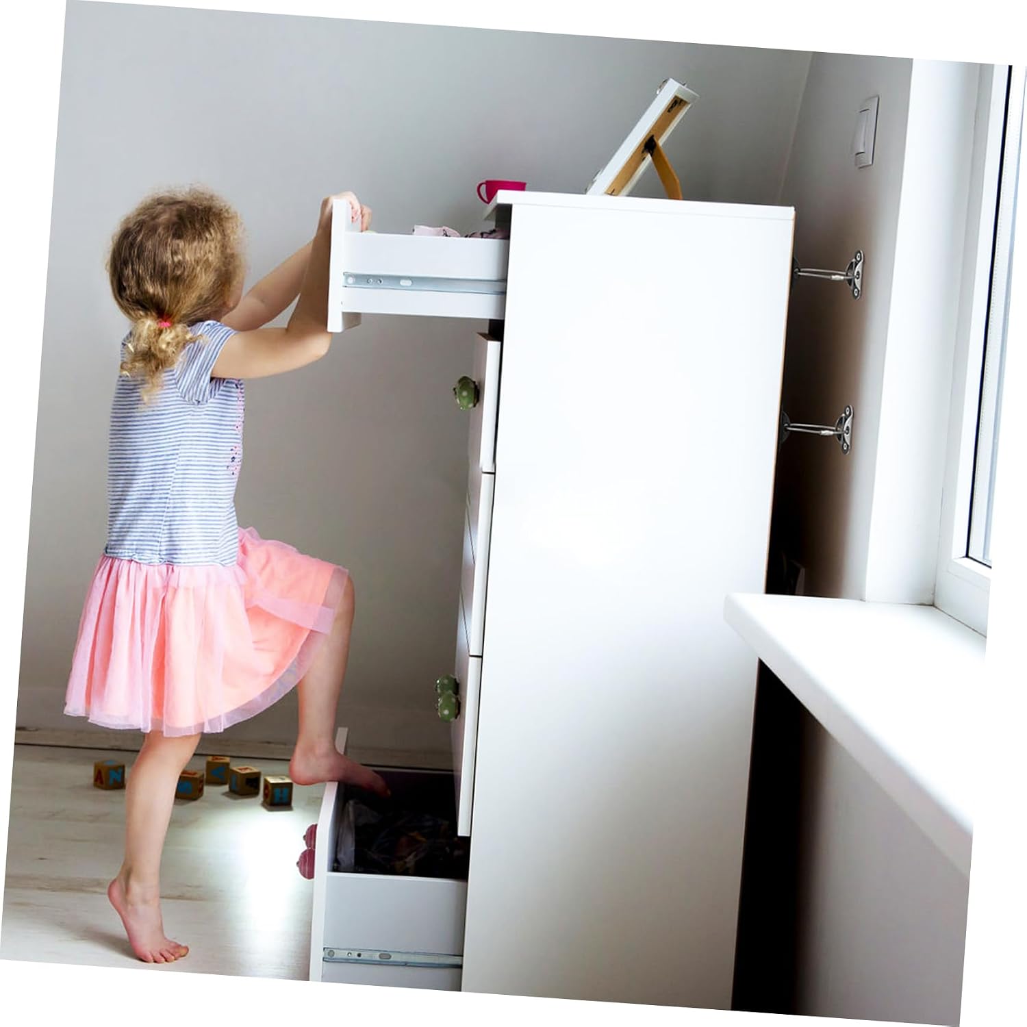 FAVOMOTO 10pcs Proofing Furniture Safety Straps -tip Wall Anchors for Dressers Cabinets Bookshelves Reinforced Cold-rolled Easy Installation