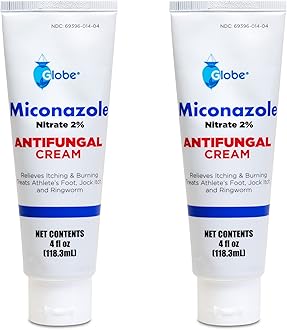 Globe (2 Pack Miconazole Nitrate 2% Cream (4 oz) Cures Most Athletes Foot, Jock Itch, Ringworm and More.