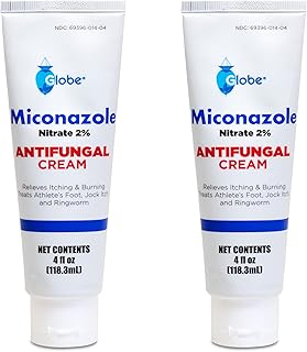 Globe (2 Pack Miconazole Nitrate 2% Cream (4 oz) Cures Most Athletes Foot, Jock Itch, Ringworm and More.